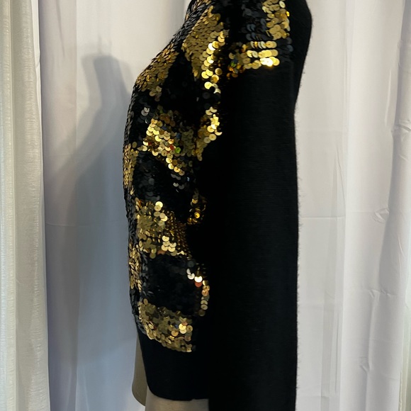 Vintage Eugenia By Angenie Black&Gold Sequin Sweater Lambswool Angora Nylon Med - Picture 5 of 14